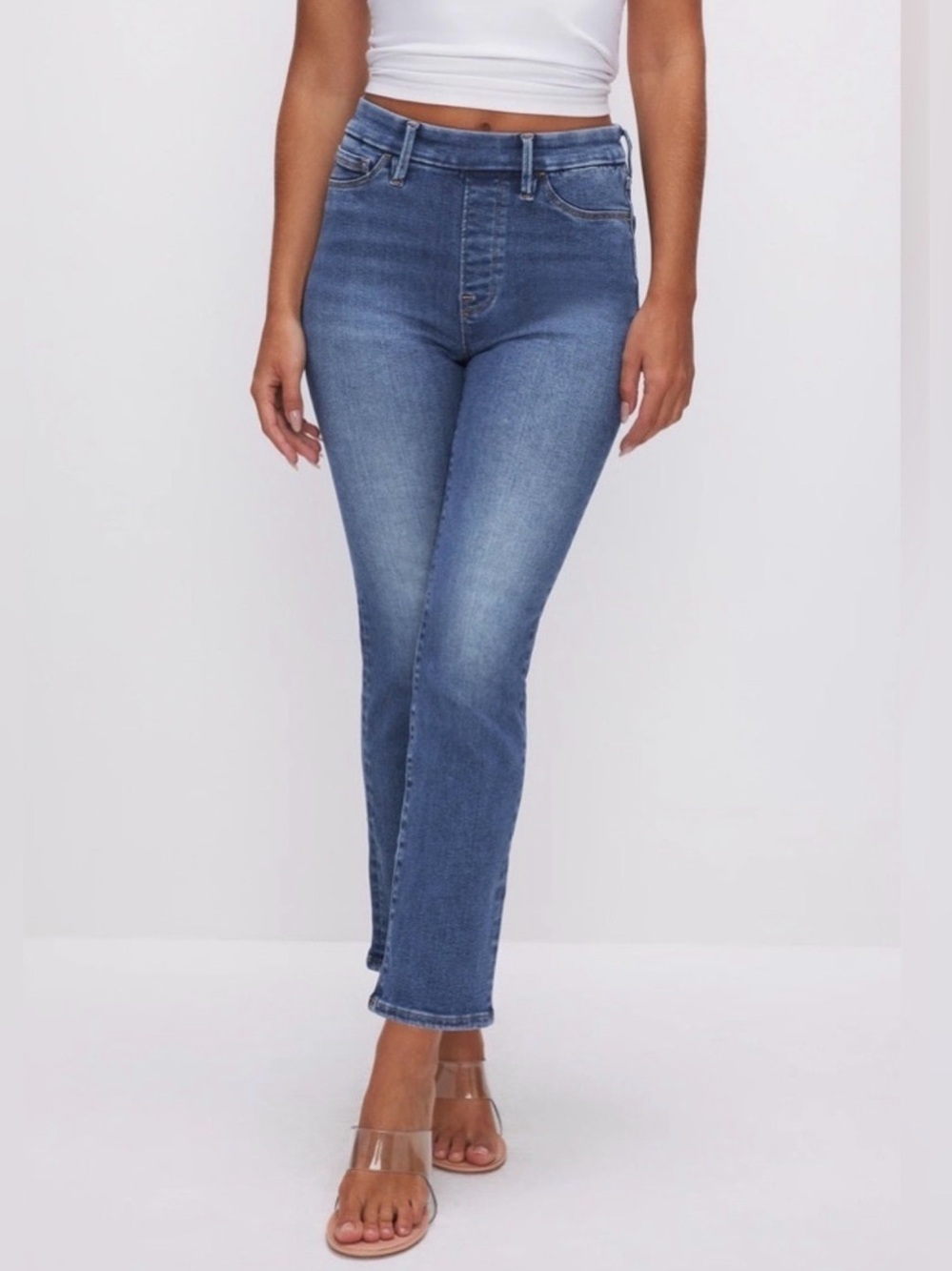 Good American Power Stretch Pull On Straight Size 4 XL Jeans in Indigo490